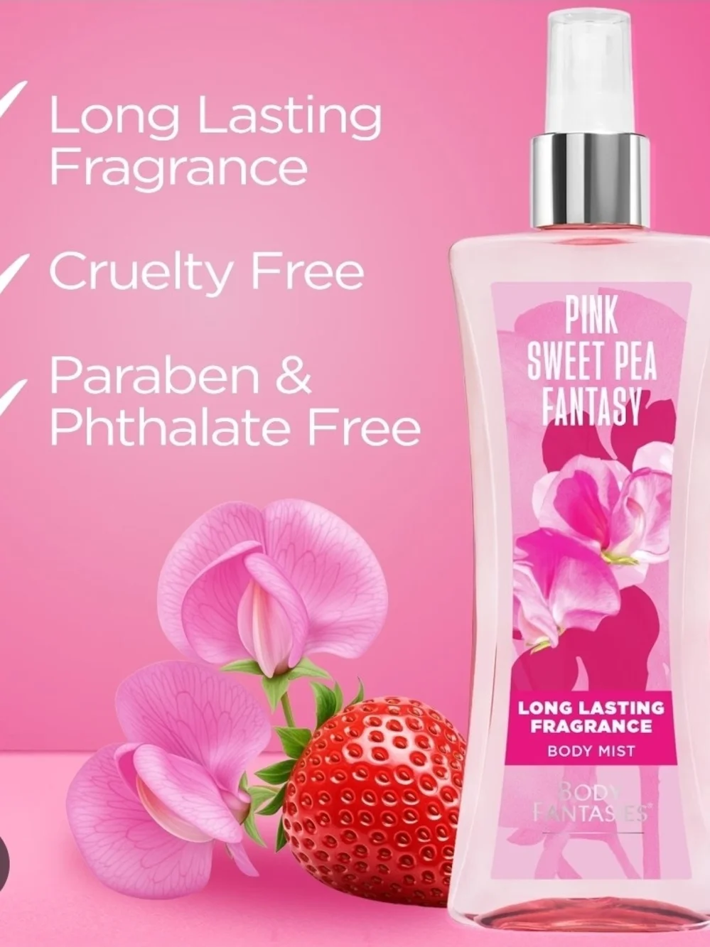 Body Fantasies Pink Vanilla Kiss & Pink Sweet Pea Fantasy Body Mist - 3.2fl Oz